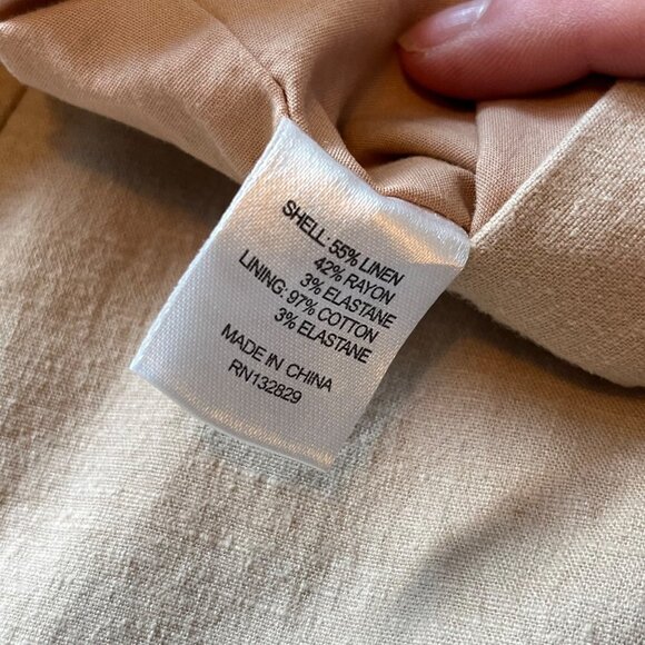 Lovers and Friends High Waisted Linen Blend Cropped Pants Lined Khaki Medium - Picture 8 of 12